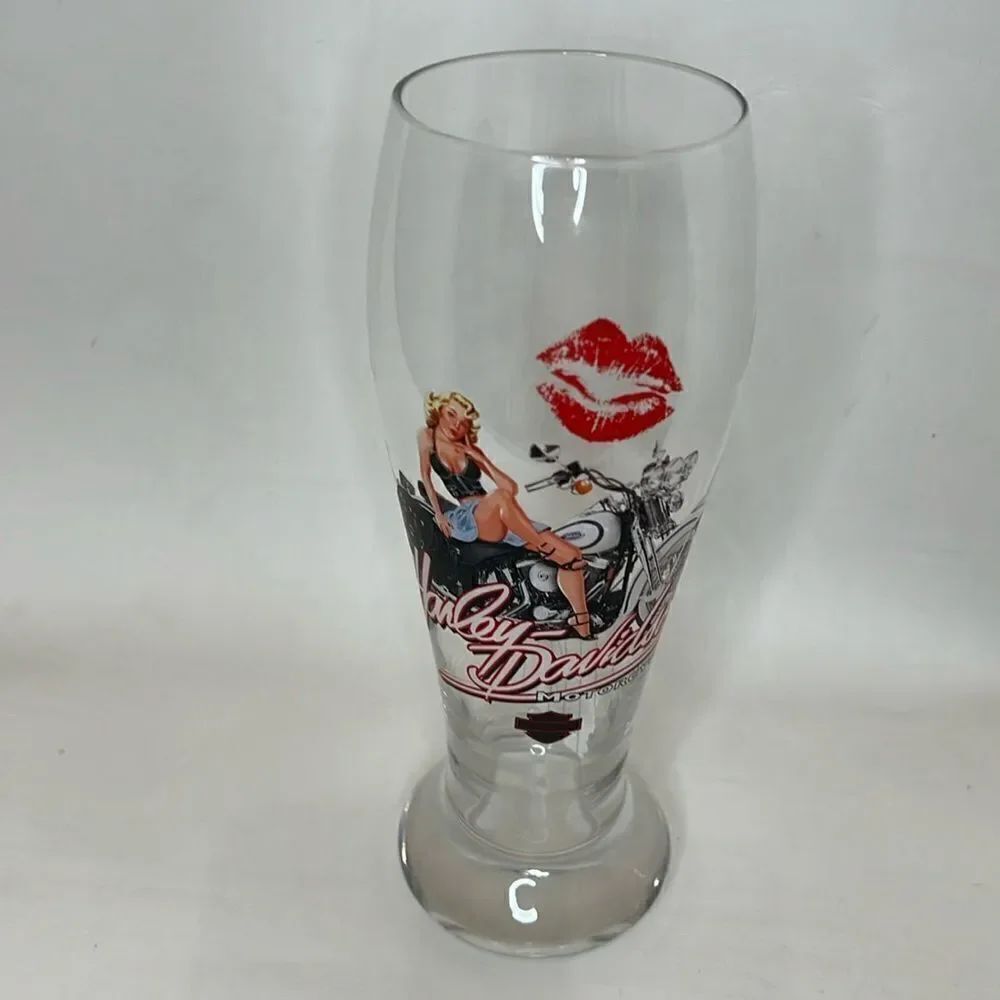 Harley Davidson Motorcycles 24 Ounce Glass Red Lips Beer Warer Drinking